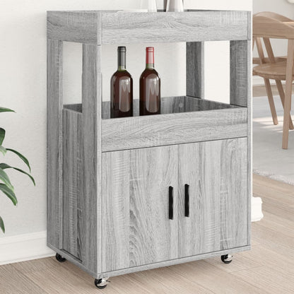 vidaXL Bar Cart Grey Sonoma 60x39,5x89 cm Engineered Wood