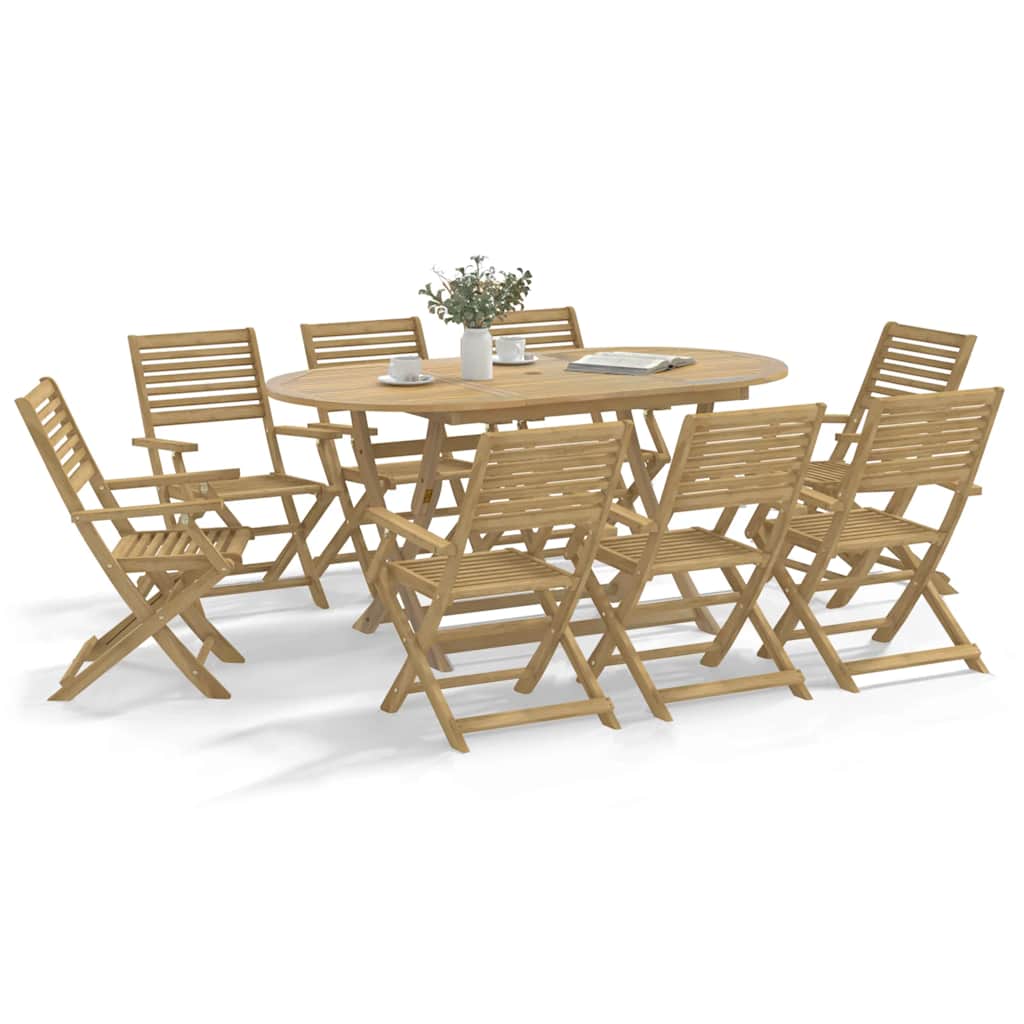 vidaXL 9 Piece Garden Dining Set Solid Wood Acacia