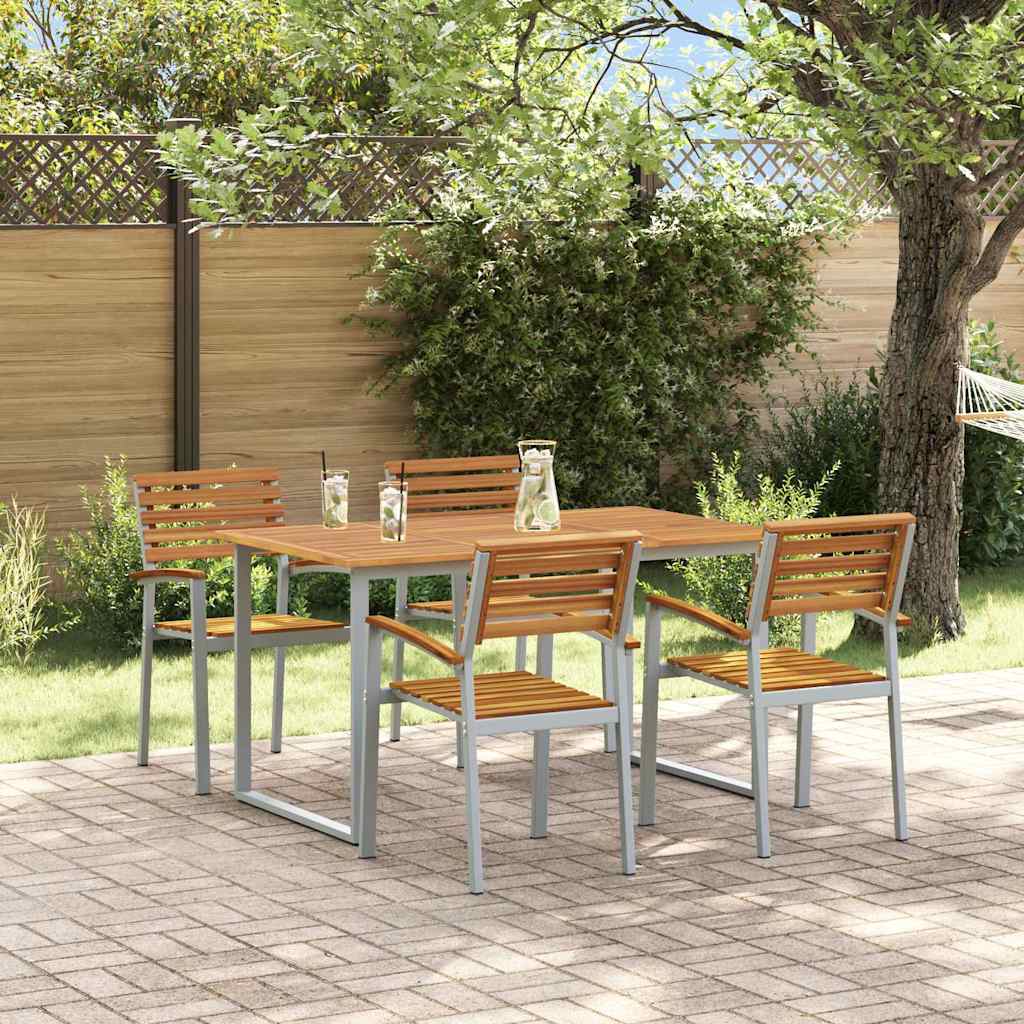 vidaXL Garden Dining Set 5 pcs Grey Solid Acacia Wood