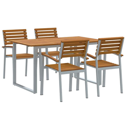 vidaXL Garden Dining Set 5 pcs Grey Solid Acacia Wood