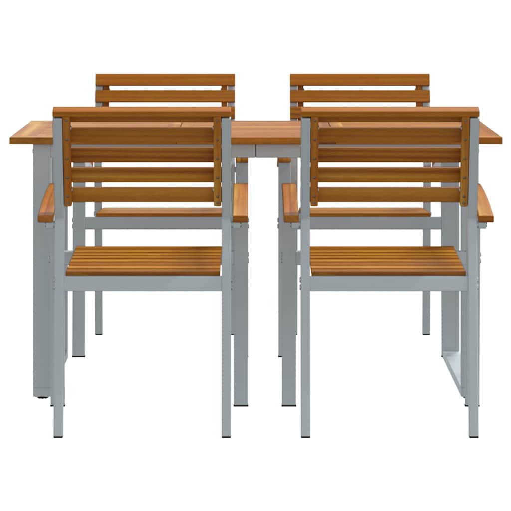 vidaXL Garden Dining Set 5 pcs Grey Solid Acacia Wood