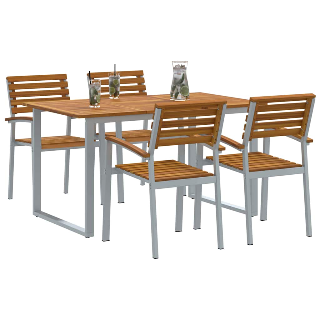 vidaXL Garden Dining Set 5 pcs Grey Solid Acacia Wood