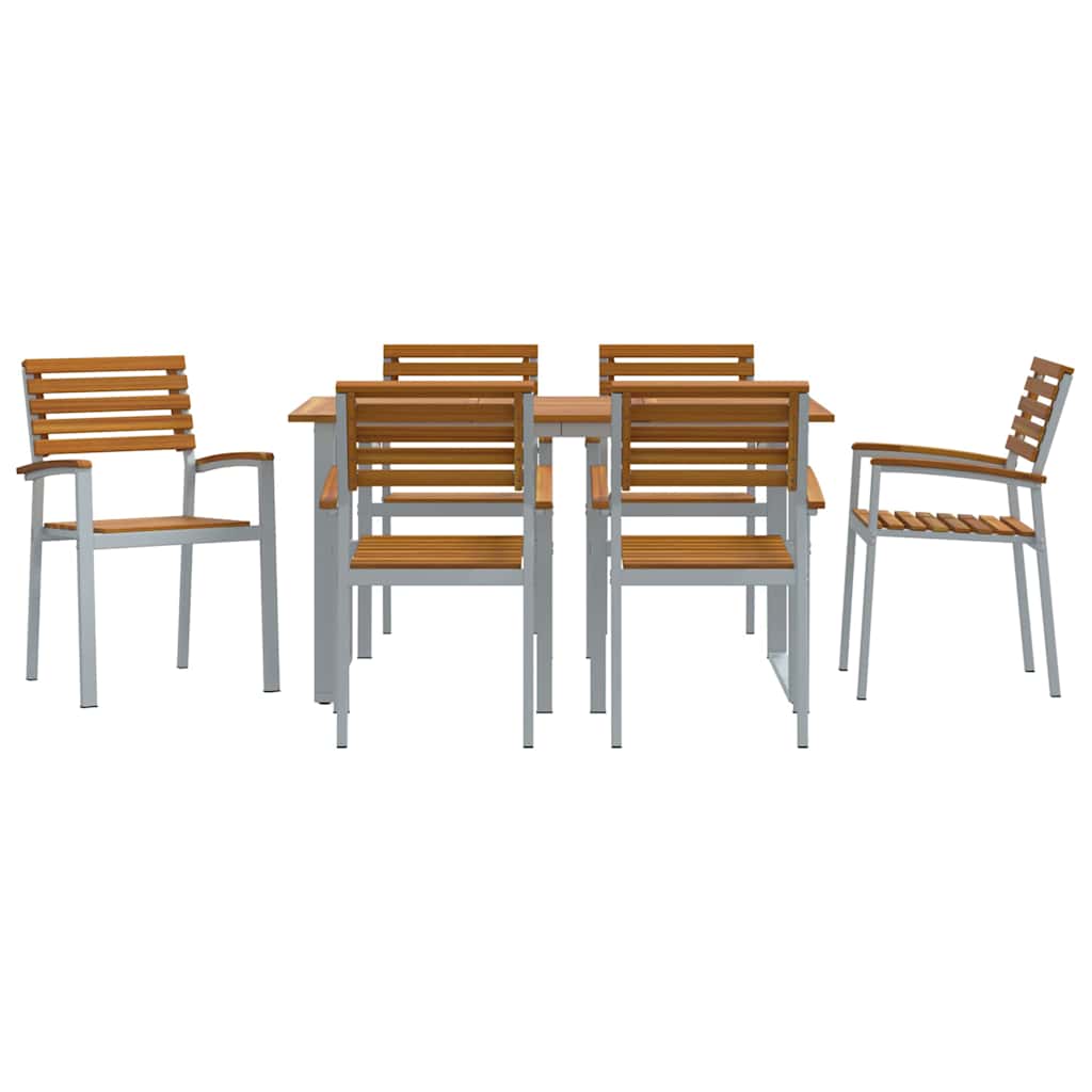 vidaXL Garden Dining Set 7 pcs Grey Solid Acacia Wood