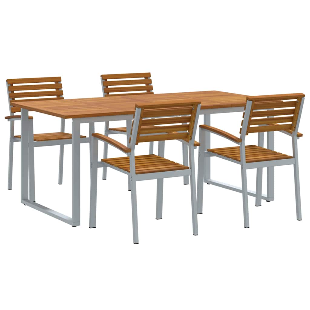 vidaXL Garden Dining Set 5 pcs Grey Solid Acacia Wood