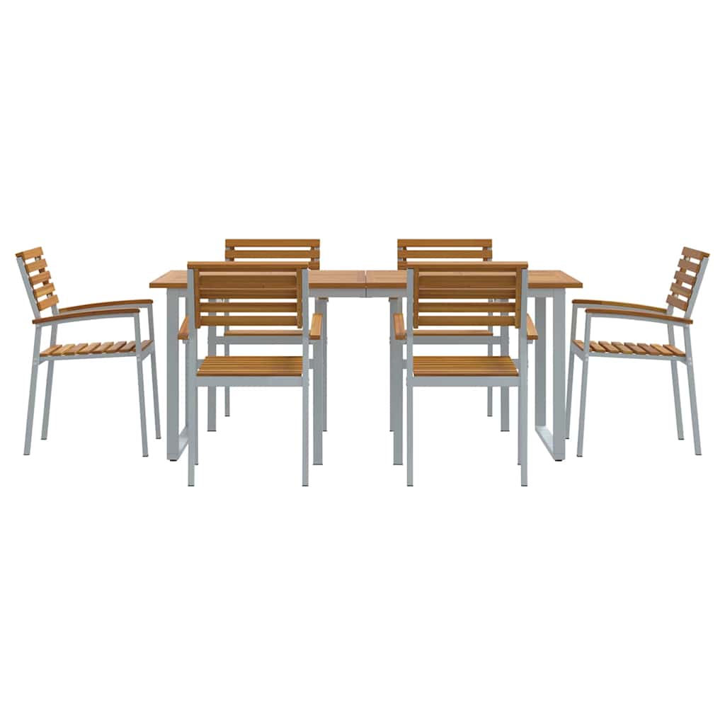 vidaXL Garden Dining Set 7 pcs Grey Solid Acacia Wood