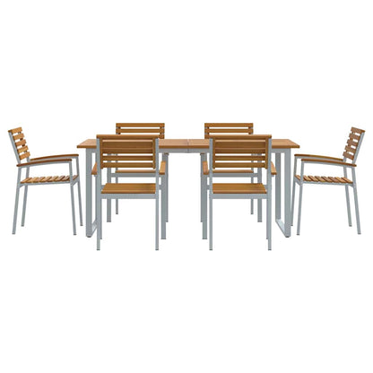 vidaXL Garden Dining Set 7 pcs Grey Solid Acacia Wood