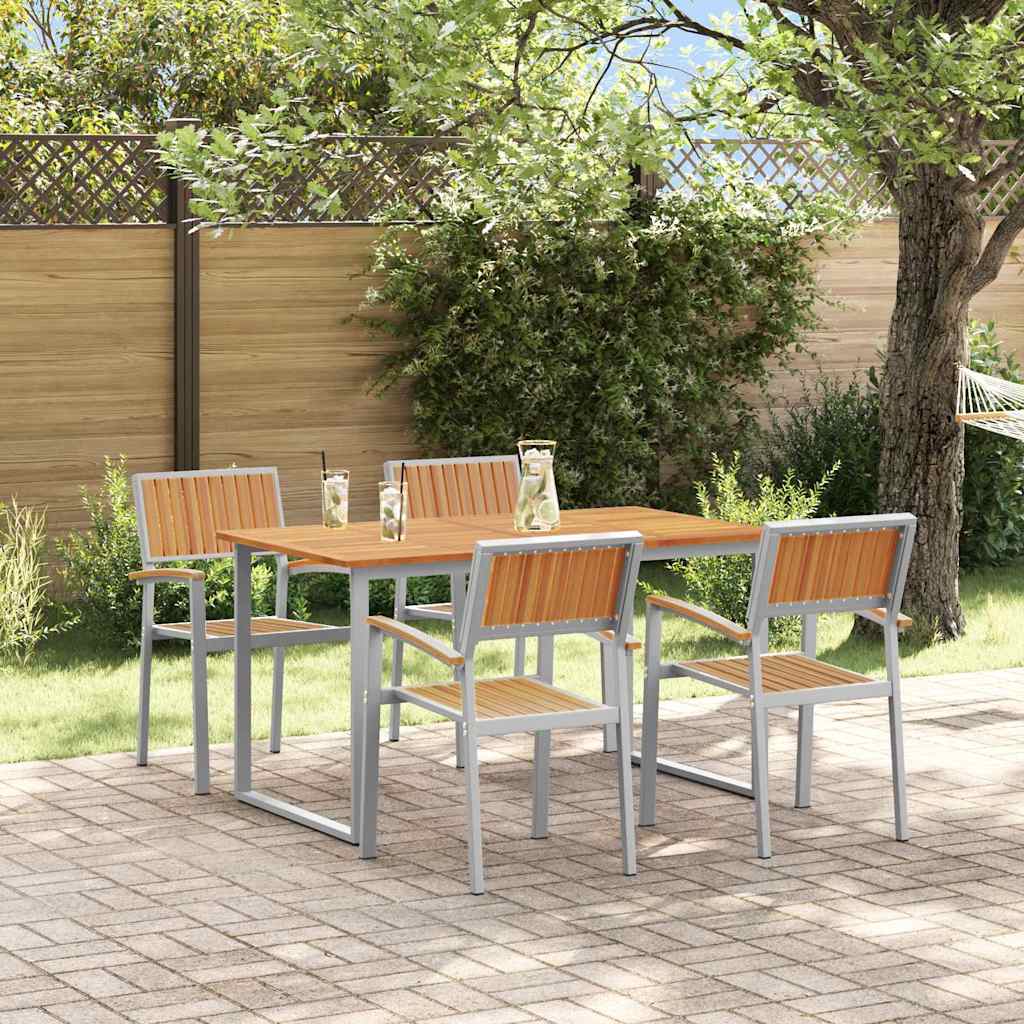 vidaXL Garden Dining Set 5 pcs Grey Solid Acacia Wood