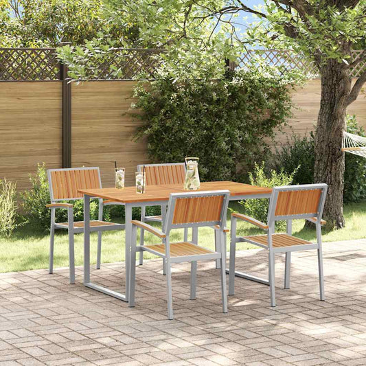 vidaXL Garden Dining Set 5 pcs Grey Solid Acacia Wood