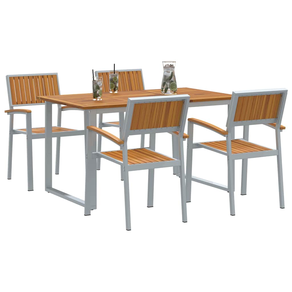vidaXL Garden Dining Set 5 pcs Grey Solid Acacia Wood