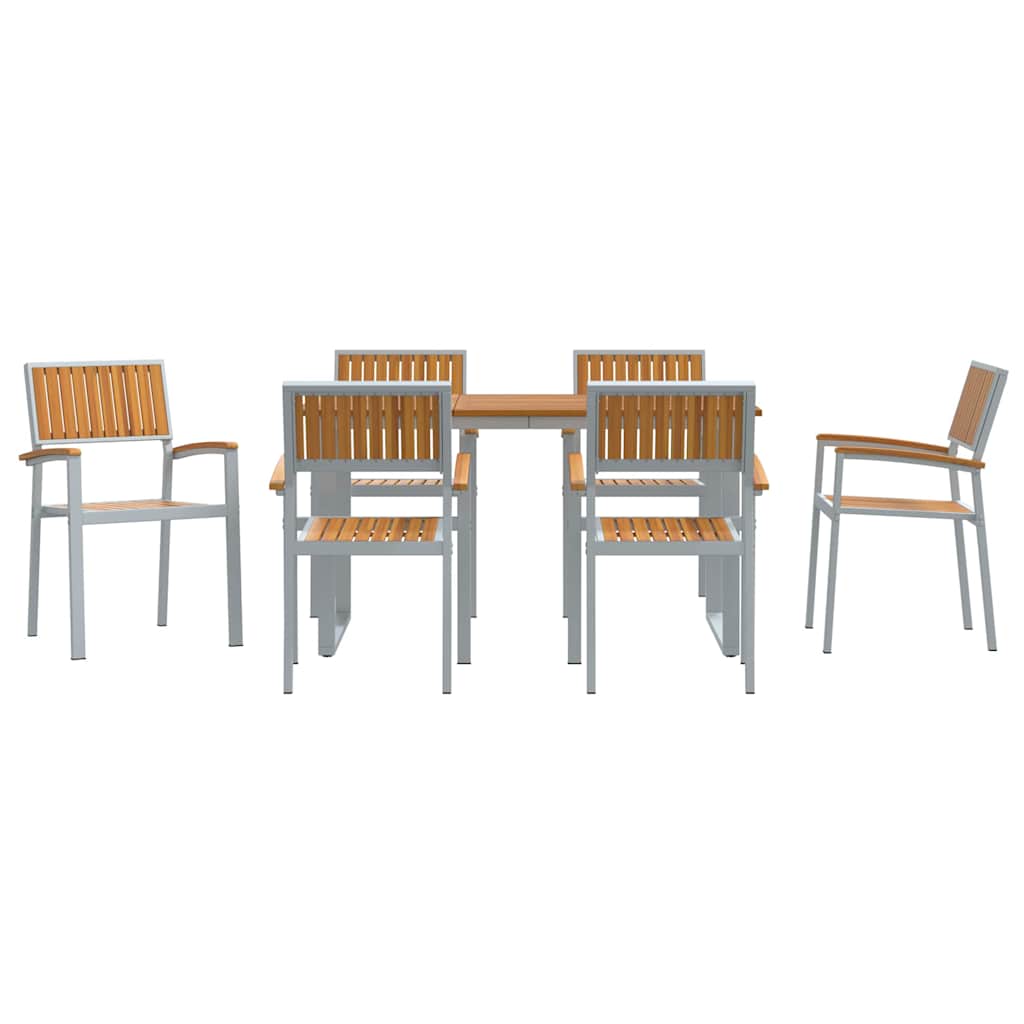 vidaXL Garden Dining Set 7 pcs Grey Solid Acacia Wood
