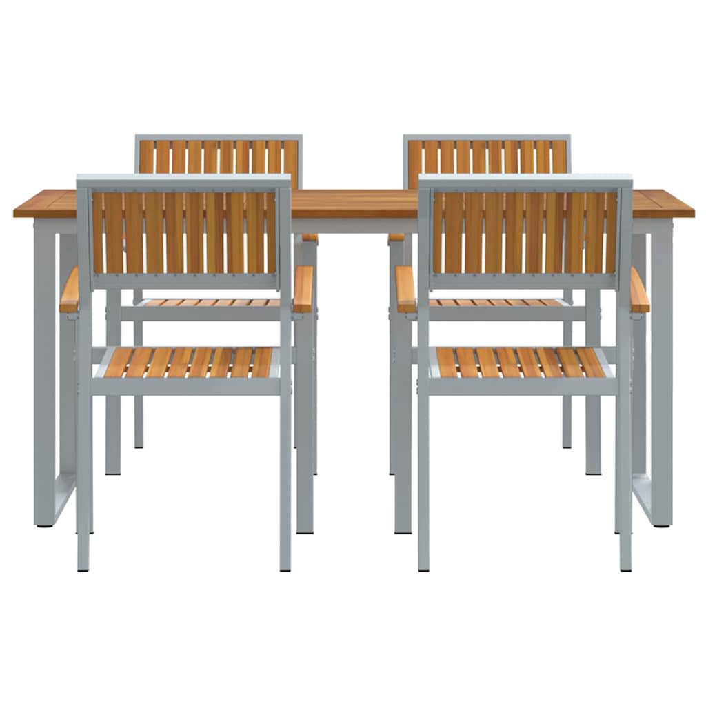 vidaXL Garden Dining Set 5 pcs Grey Solid Acacia Wood