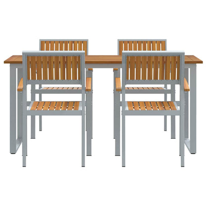 vidaXL Garden Dining Set 5 pcs Grey Solid Acacia Wood