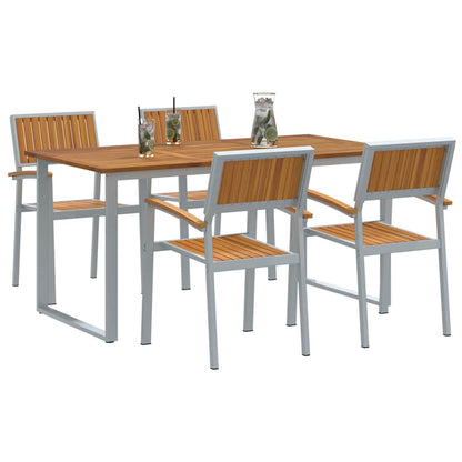 vidaXL Garden Dining Set 5 pcs Grey Solid Acacia Wood