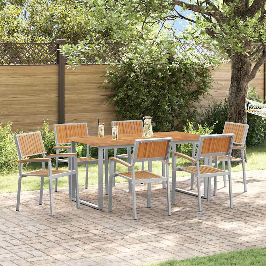 vidaXL Garden Dining Set 7 pcs Grey and brown 160 x 80 x 75 cm
