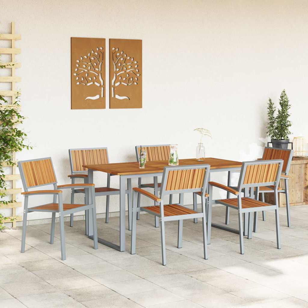 vidaXL Garden Dining Set 7 pcs Grey and brown 160 x 80 x 75 cm