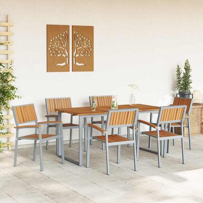 vidaXL Garden Dining Set 7 pcs Grey and brown 160 x 80 x 75 cm