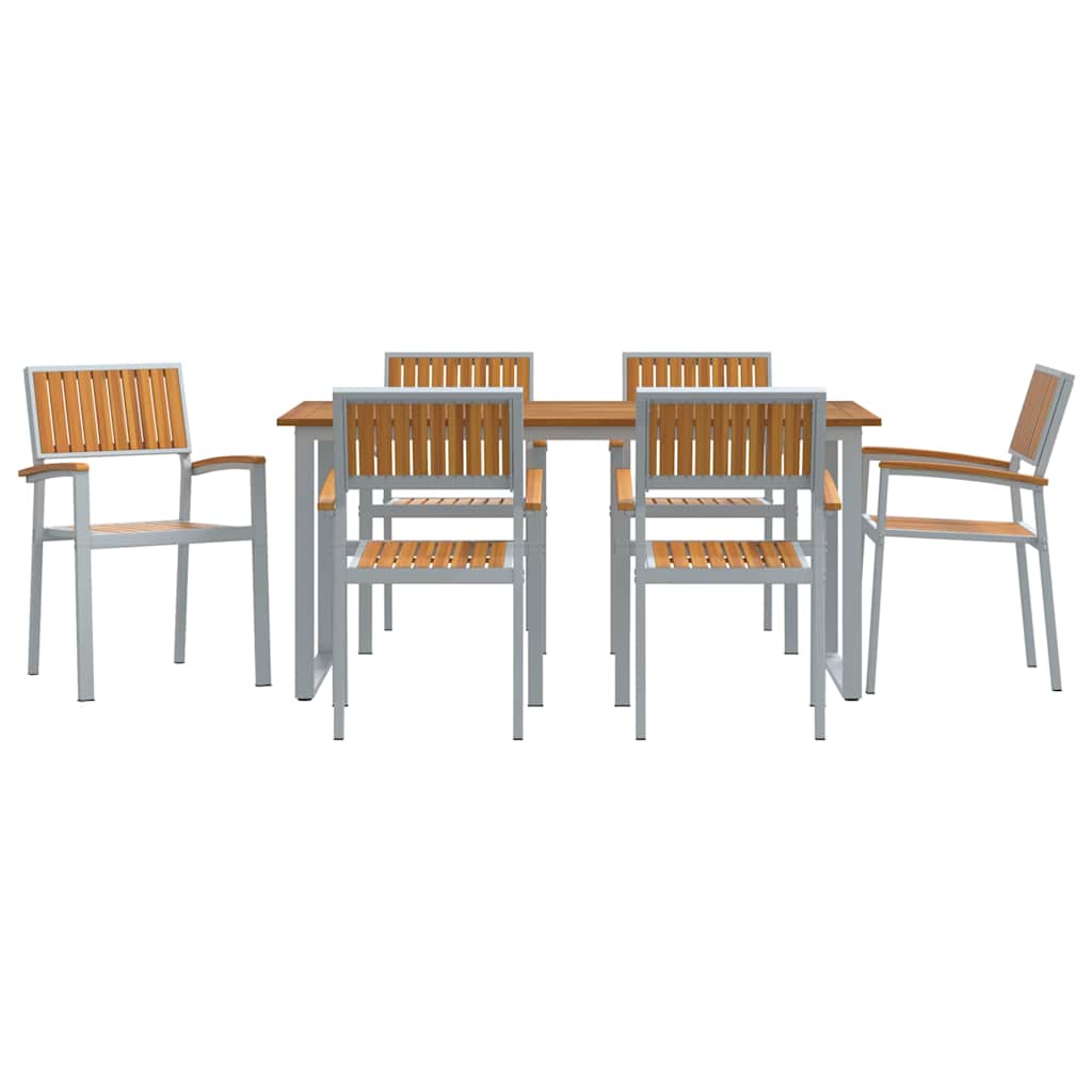 vidaXL Garden Dining Set 7 pcs Grey and brown 160 x 80 x 75 cm