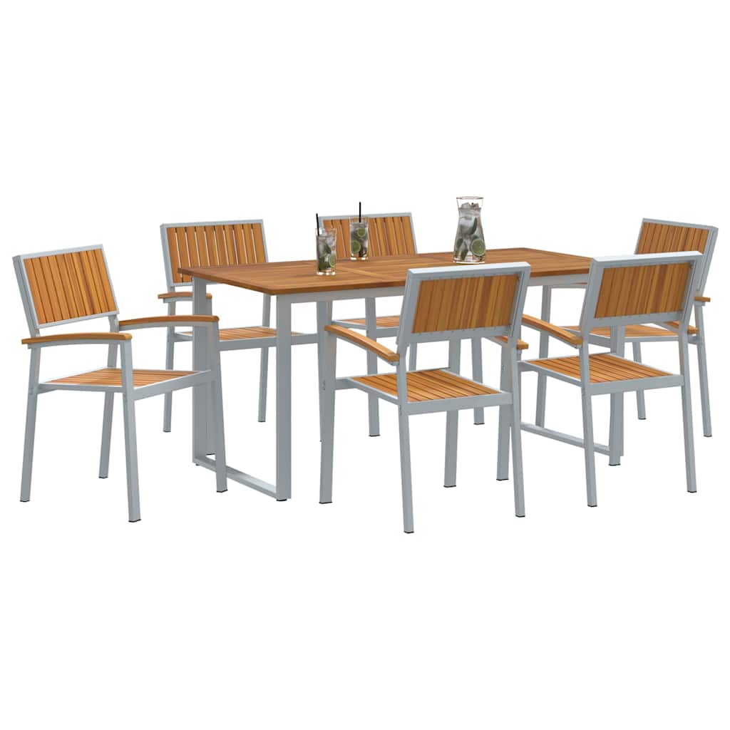 vidaXL Garden Dining Set 7 pcs Grey and brown 160 x 80 x 75 cm