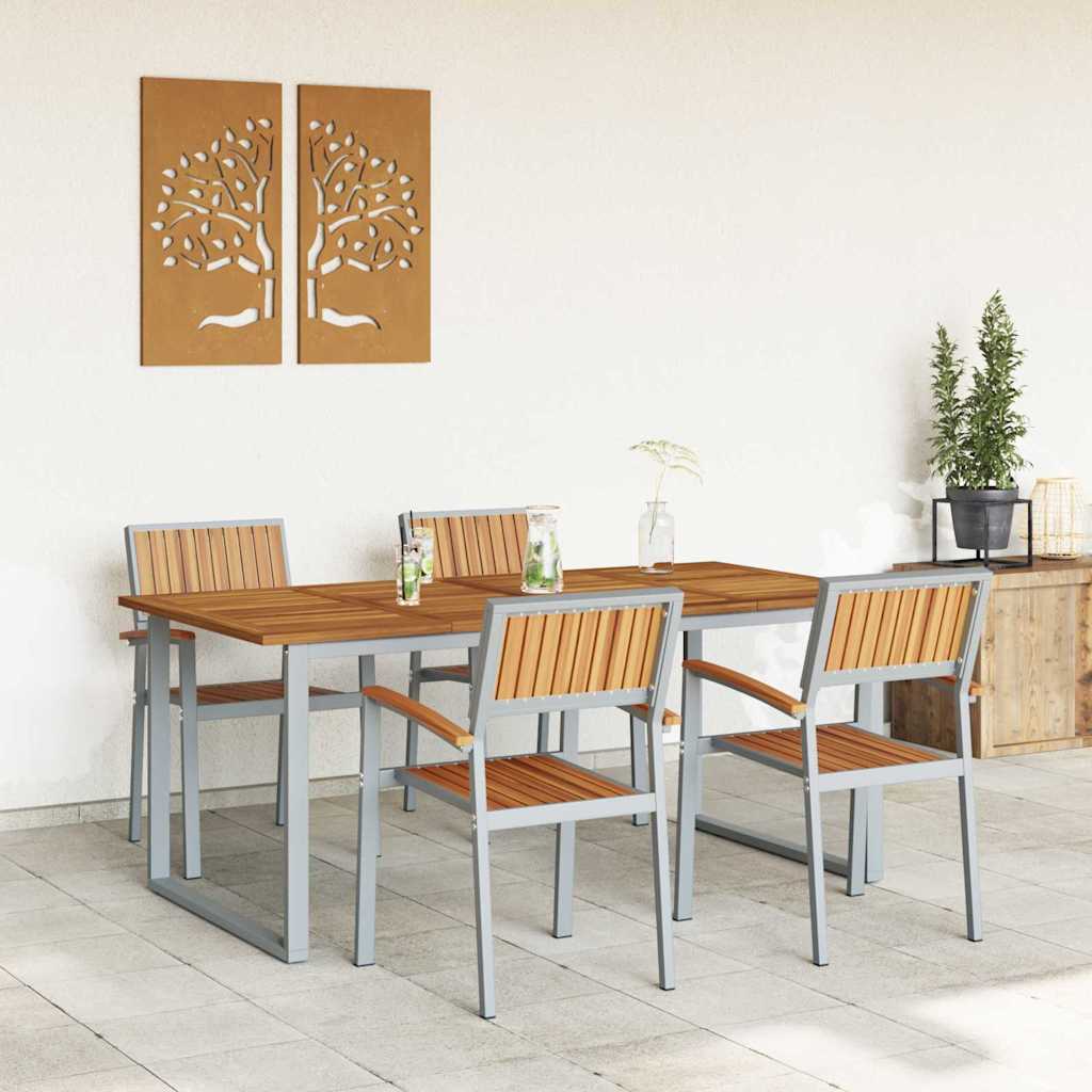 vidaXL Garden Dining Set 5 pcs Grey Solid Acacia Wood