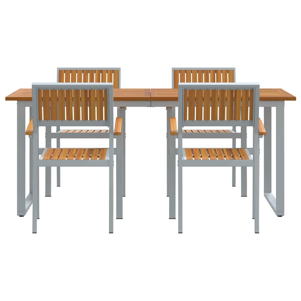 vidaXL Garden Dining Set 5 pcs Grey Solid Acacia Wood