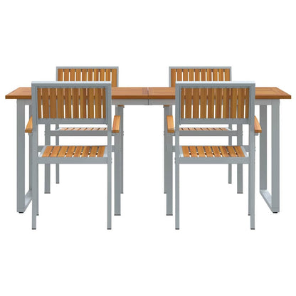 vidaXL Garden Dining Set 5 pcs Grey Solid Acacia Wood