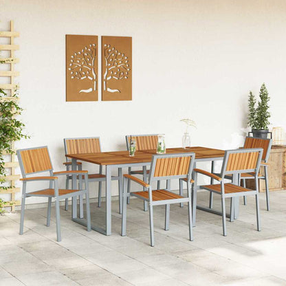 vidaXL Garden Dining Set 7 pcs Grey Solid Acacia Wood
