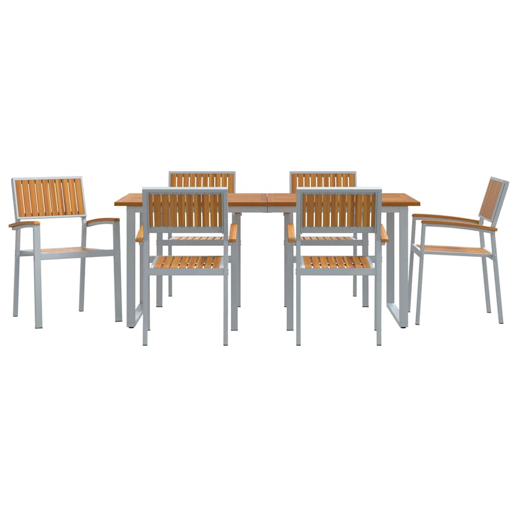 vidaXL Garden Dining Set 7 pcs Grey Solid Acacia Wood