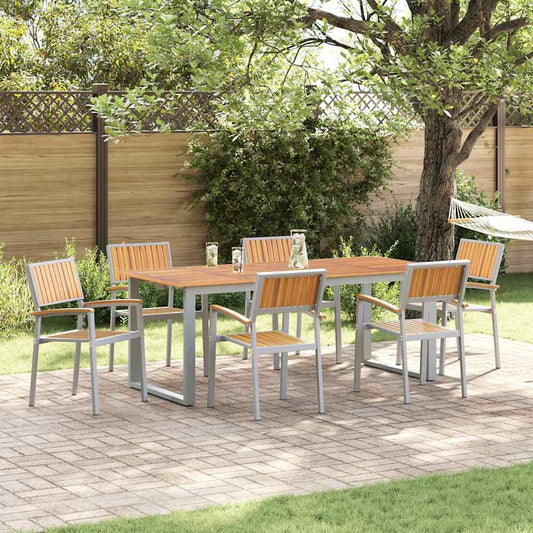 vidaXL Garden Dining Set 7 pcs Grey Solid Acacia Wood