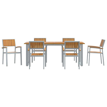 vidaXL Garden Dining Set 7 pcs Grey Solid Acacia Wood