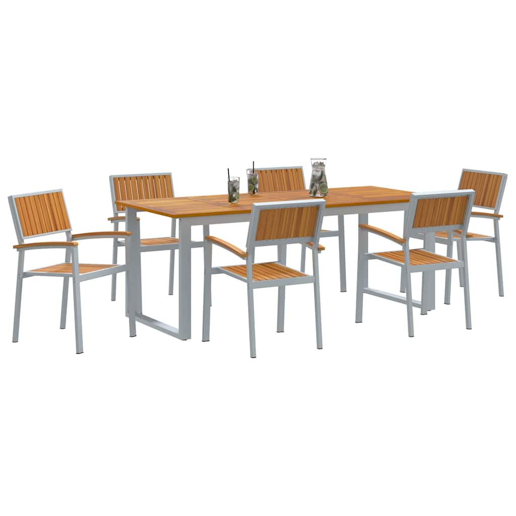 vidaXL Garden Dining Set 7 pcs Grey Solid Acacia Wood