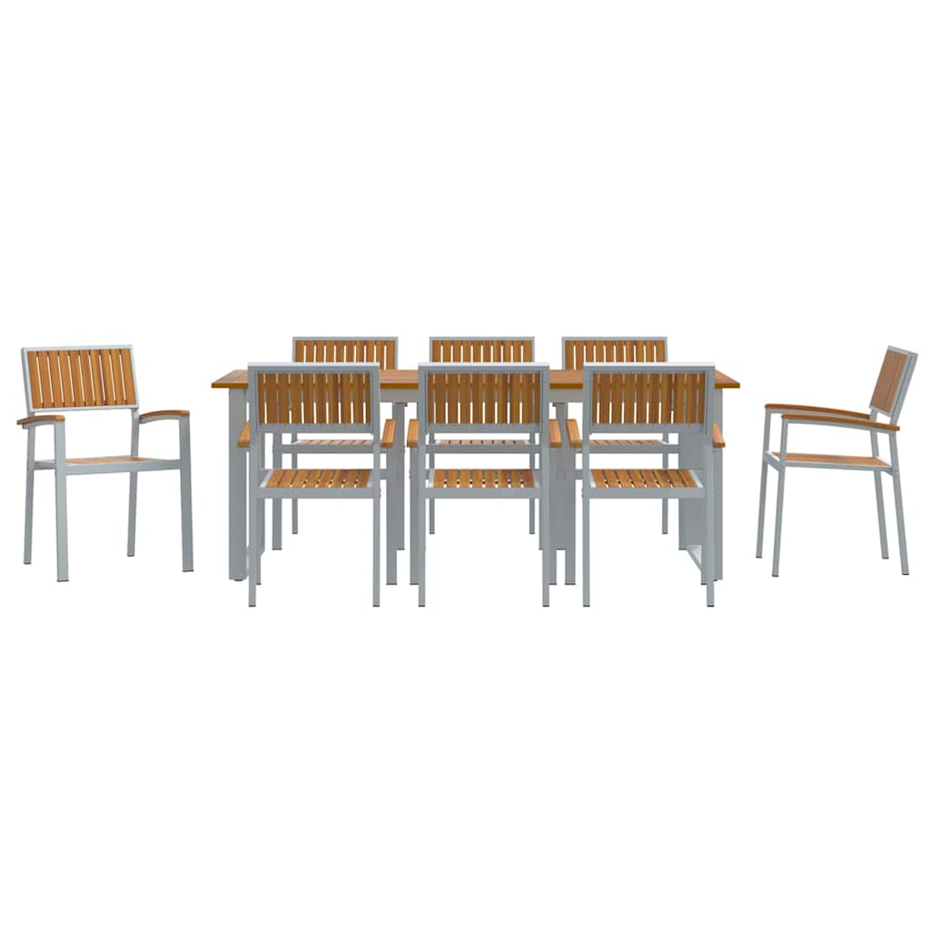 vidaXL Garden Dining Set 9 pcs Grey Solid Acacia Wood
