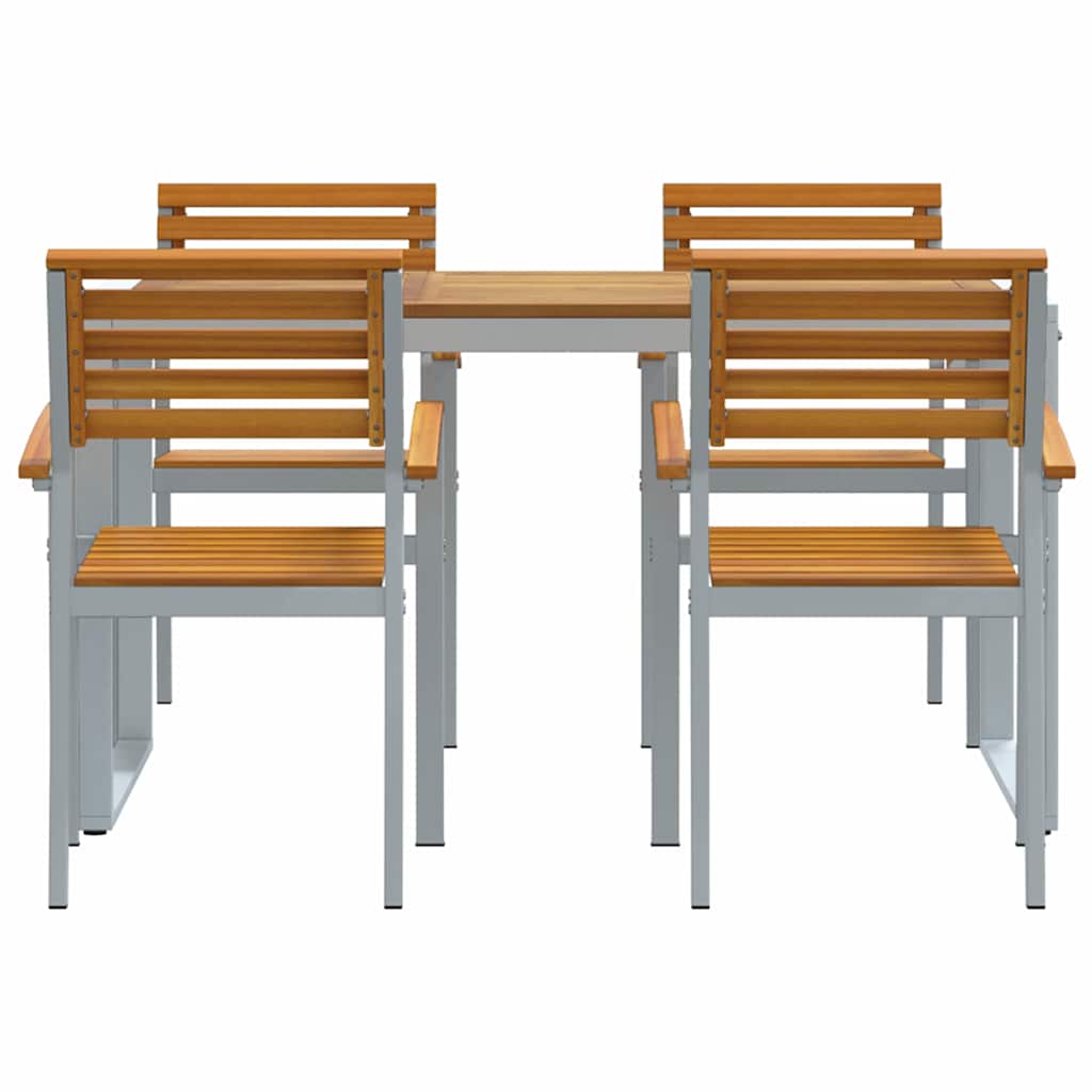 vidaXL Garden Dining Set 5 pcs Grey Solid Acacia Wood