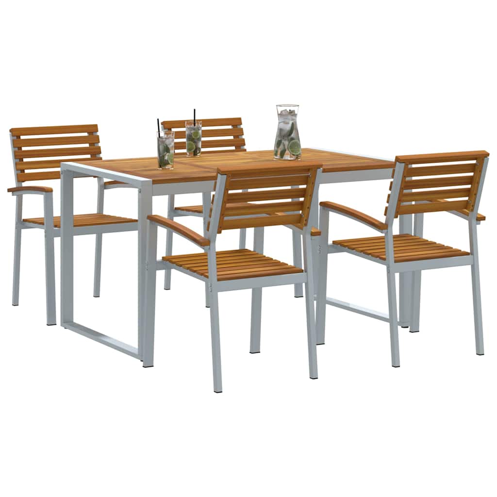vidaXL Garden Dining Set 5 pcs Grey Solid Acacia Wood