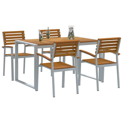 vidaXL Garden Dining Set 5 pcs Grey Solid Acacia Wood