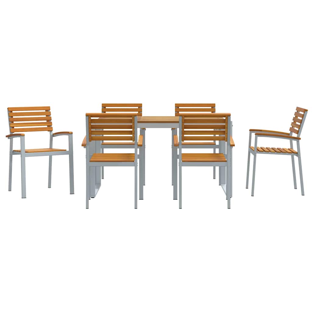 vidaXL Garden Dining Set 7 pcs Grey Solid Acacia Wood
