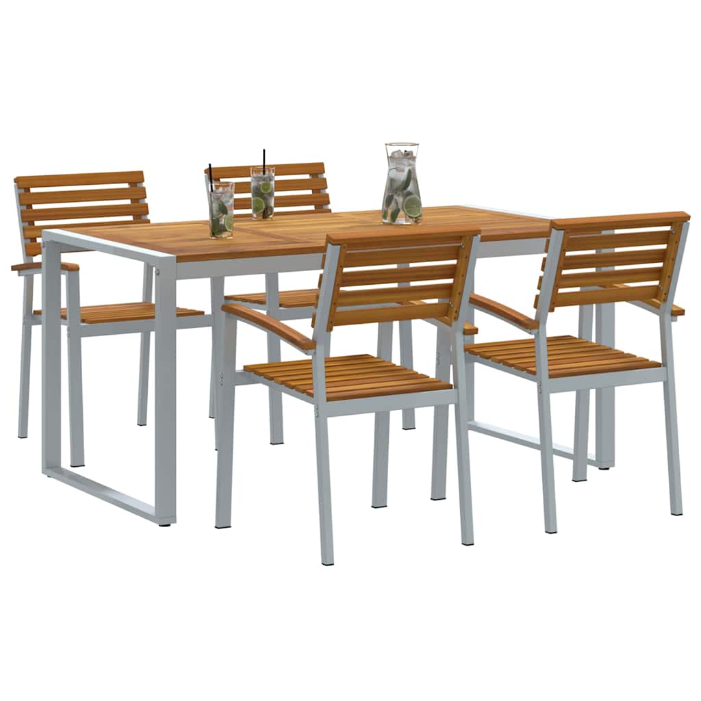 vidaXL Garden Dining Set 5 pcs Grey Solid Acacia Wood