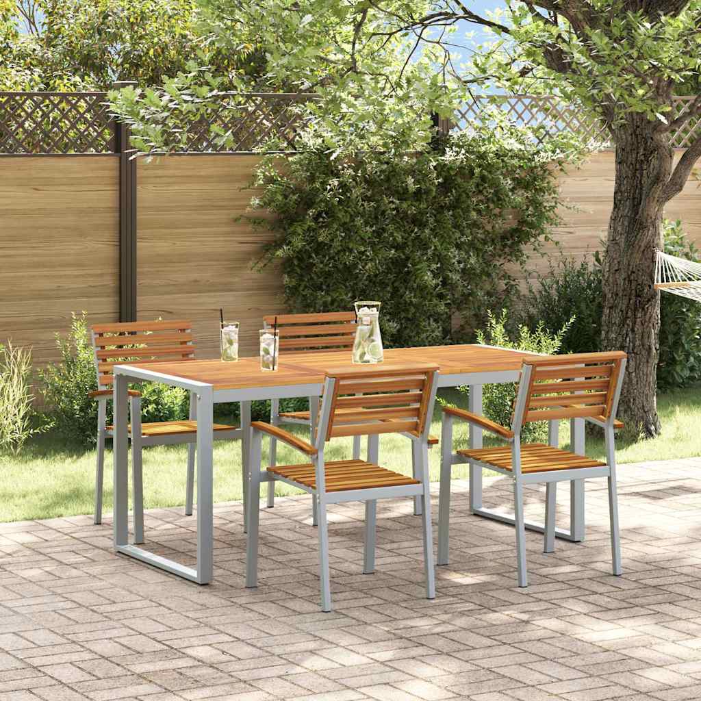 vidaXL Garden Dining Set 5 pcs Grey and brown Solid acacia wood