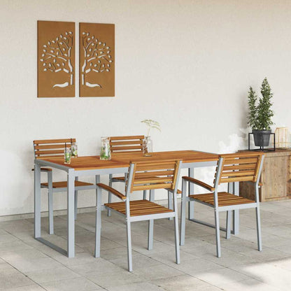 vidaXL Garden Dining Set 5 pcs Grey and brown Solid acacia wood