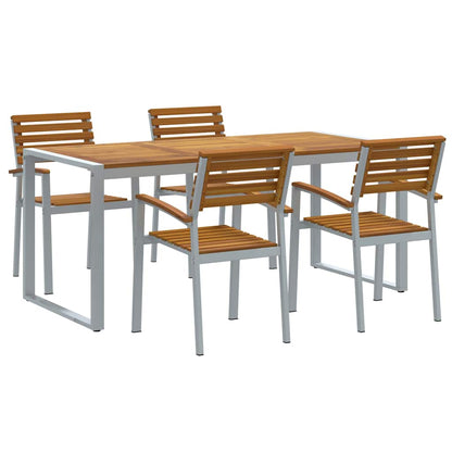 vidaXL Garden Dining Set 5 pcs Grey and brown Solid acacia wood
