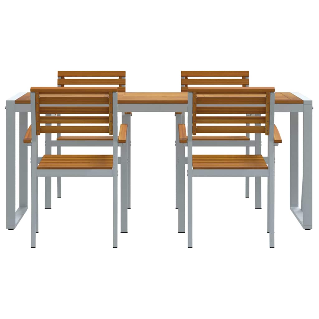 vidaXL Garden Dining Set 5 pcs Grey and brown Solid acacia wood