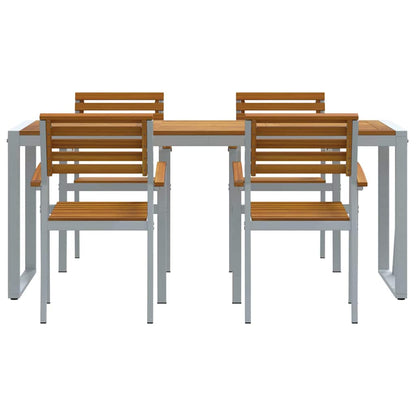 vidaXL Garden Dining Set 5 pcs Grey and brown Solid acacia wood
