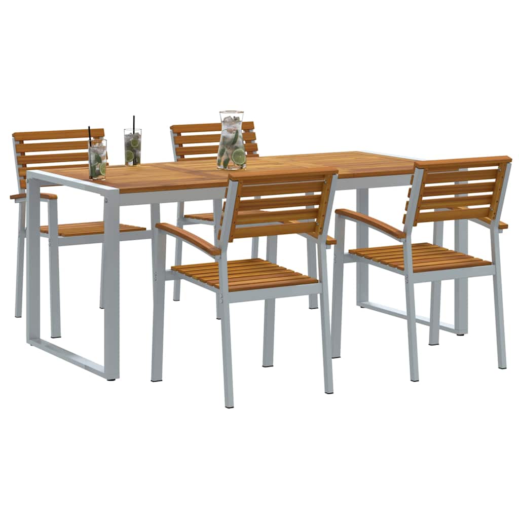 vidaXL Garden Dining Set 5 pcs Grey and brown Solid acacia wood