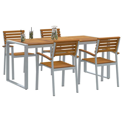 vidaXL Garden Dining Set 5 pcs Grey and brown Solid acacia wood