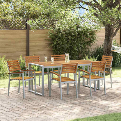 vidaXL Garden Dining Set 7 pcs Grey Solid Acacia Wood