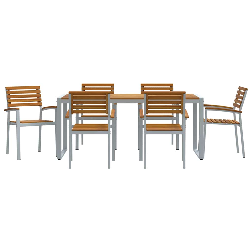 vidaXL Garden Dining Set 7 pcs Grey Solid Acacia Wood