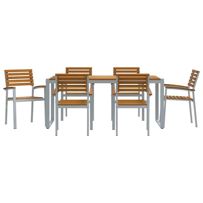 vidaXL Garden Dining Set 7 pcs Grey Solid Acacia Wood