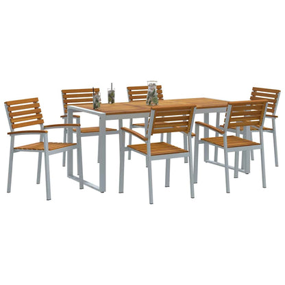 vidaXL Garden Dining Set 7 pcs Grey Solid Acacia Wood