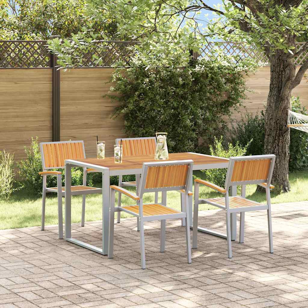 vidaXL Garden Dining Set 5 pcs Grey and brown 140 x 80 x 75 cm
