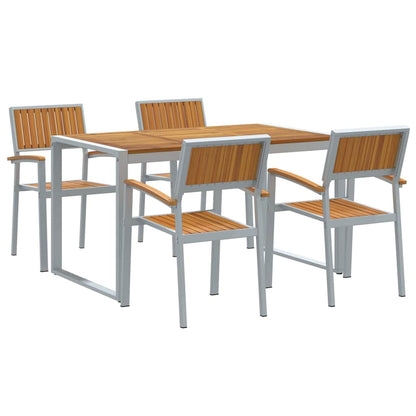 vidaXL Garden Dining Set 5 pcs Grey and brown 140 x 80 x 75 cm