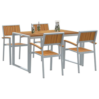 vidaXL Garden Dining Set 5 pcs Grey and brown 140 x 80 x 75 cm